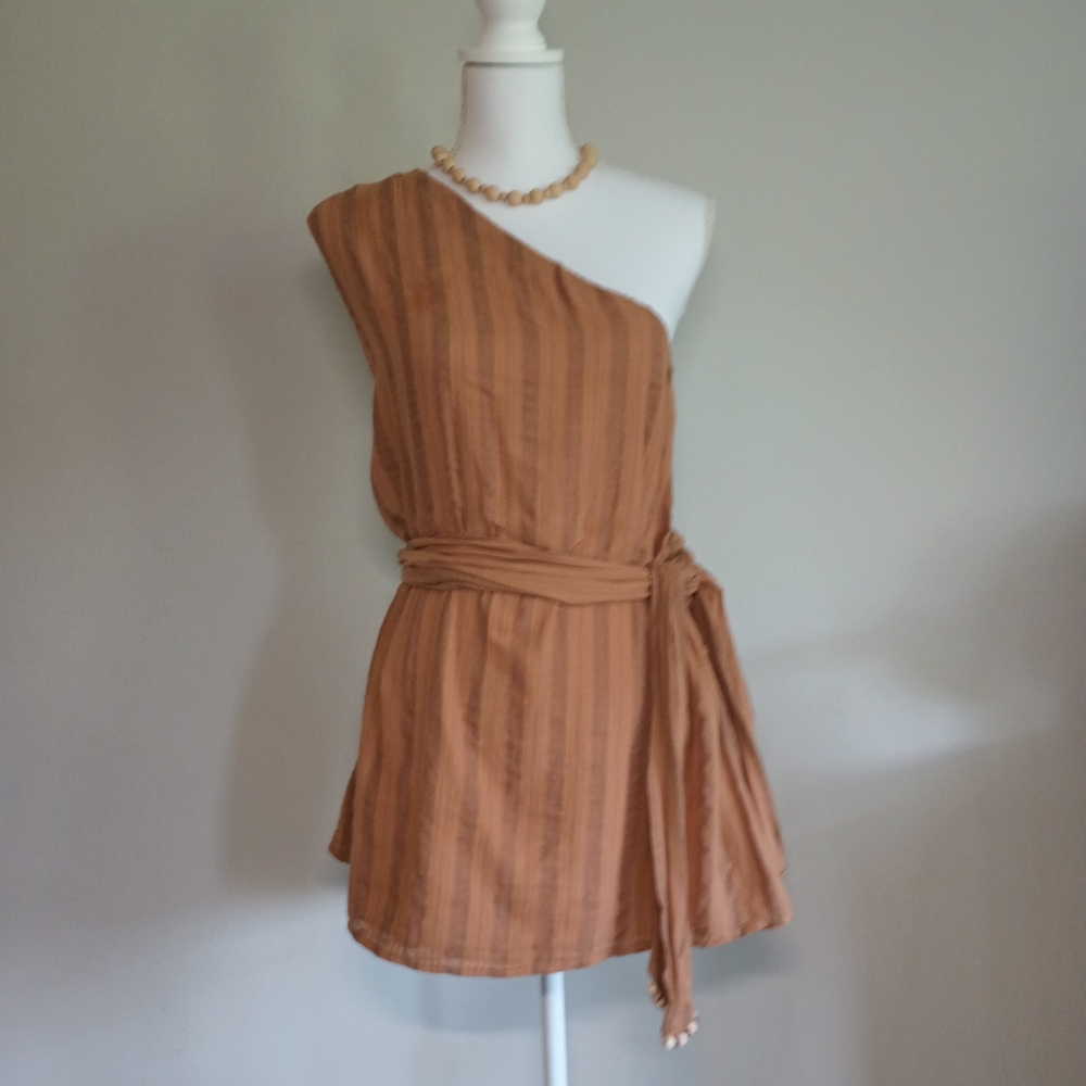 Zara NWOT Toffee Two Tone Cotton Asymptomatic Wrap dress Size Medium